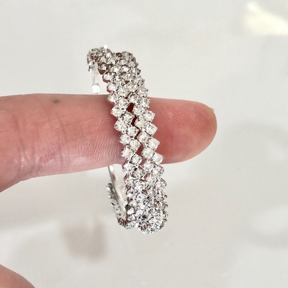 Austrian Crystal Hoop Earrings - Picture 3 of 7